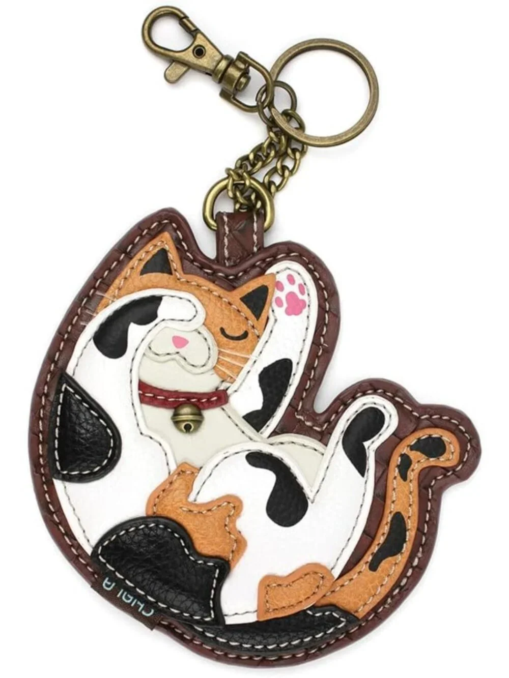 Charming Cat-Themed Key Fob & Coin Purse Accessory - Calico Design, Cute Gift